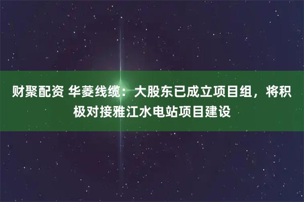 财聚配资 华菱线缆：大股东已成立项目组，将积极对接雅江水电站项目建设
